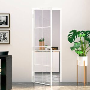 vidaXL Innent&uuml;r Wei&szlig; 76x201,5 cm Hartglas & Aluminium Schlank