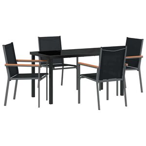 vidaXL Garten Essgruppe 5 stk. Schwarz Pulverbeschichteter Stahl