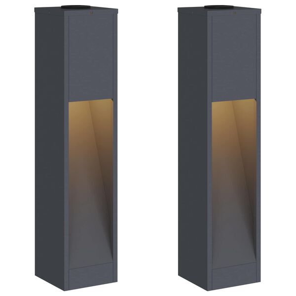 vidaXL Solar LED Wegeleuchte 2 pcs Anthrazit Kalt gewalzter Stahl