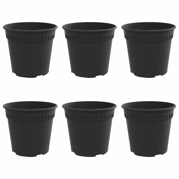 vidaXL Runder Blumentopf 6 pcs Schwarz &Oslash; 19 x 16 cm Kunststoff