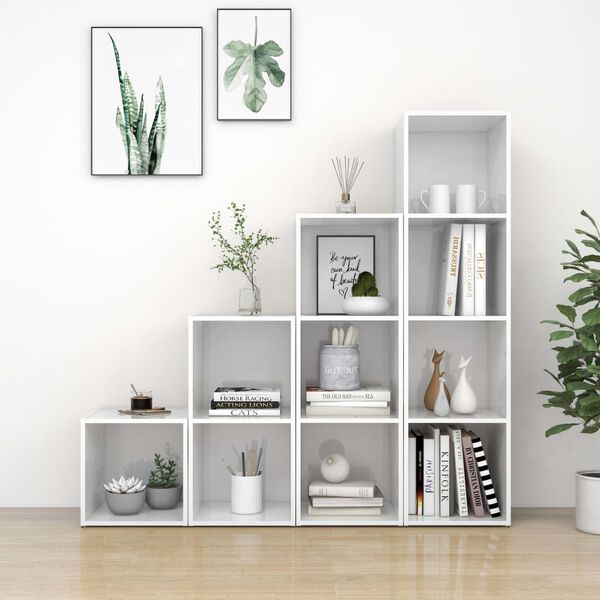 vidaXL 4-tlg. TV-Schrank-Set Hochglanz-Wei&szlig; Holzwerkstoff