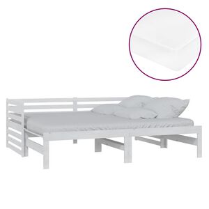 vidaXL Ausziehbares Tagesbett 2x(90x200) cm Wei&szlig; Massivholz Kiefer
