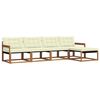 vidaXL Outdoor-Sofagarnitur mit Kissen 5 pcs Natur und Creme