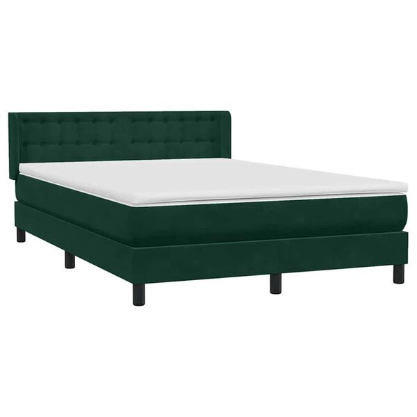 vidaXL Boxspringbett mit Matratze Dunkelgr&uuml;n 160x210 cm Samt