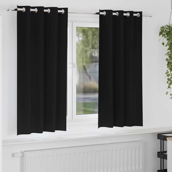 vidaXL Verdunkelungs-Vorhänge mit Ringen 2 pcs Schwarz 175 x 140 cm