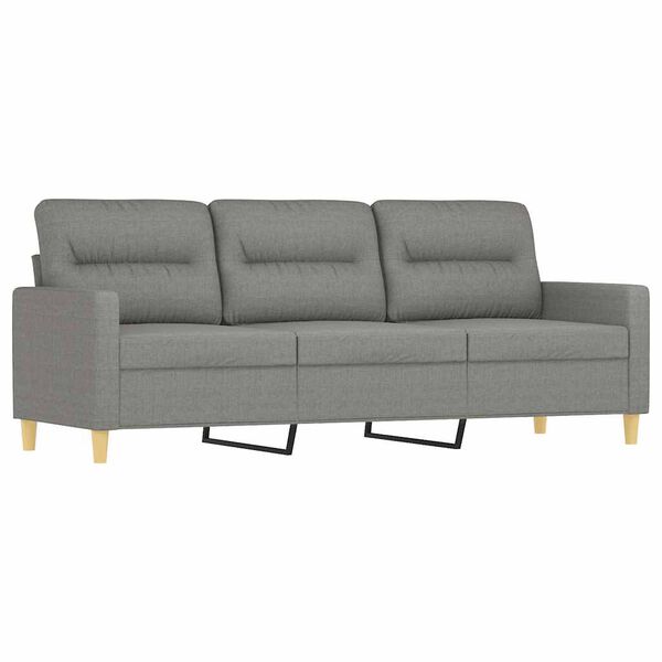vidaXL 3-Sitzer-Sofa mit Hocker Dunkelgrau 180 cm Stoff