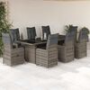 vidaXL 9-tlg. Garten-Bistro-Set mit Kissen Grau Poly Rattan