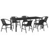 vidaXL Garten Essgruppe 7 pcs Schwarz Pulverbeschichteter Stahl