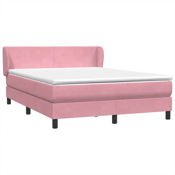 vidaXL Boxspringbett mit Matratze Rosa 160x210 cm Samt