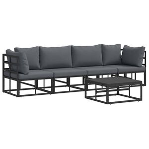 vidaXL Gartensofa-set 5 stk. Schwarz Metall