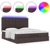 vidaXL Ottoman-Bett mit Matratze & LEDs Dunkelbraun 180x200 cm Stoff