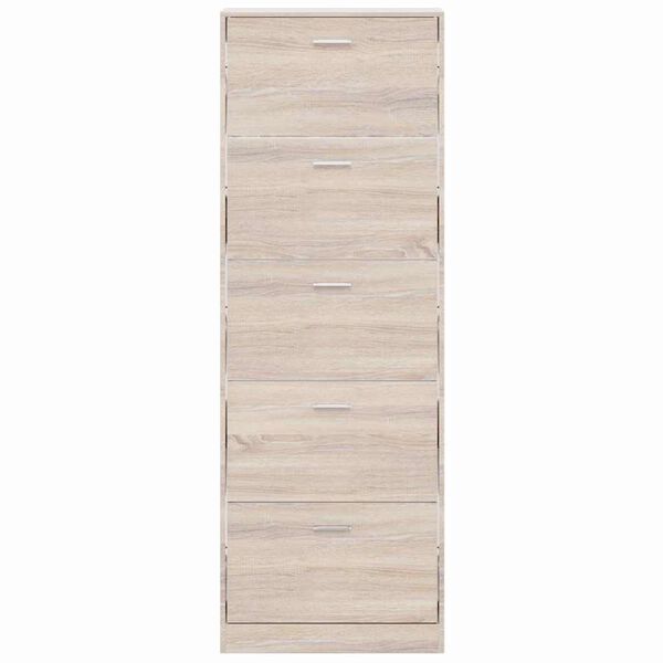 vidaXL Schuhschrank mit 5 Schuhkippern Holz Eichen-Optik