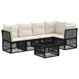 vidaXL Gartensofa-set 6 stk. Schwarz Poly-Rattan