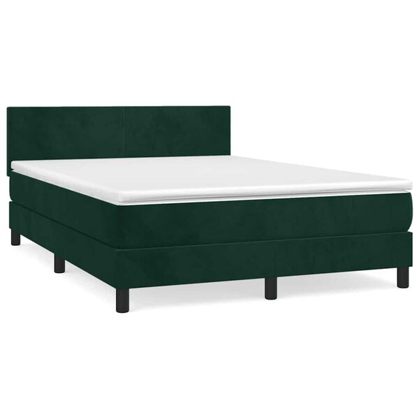 vidaXL Boxspringbett mit Matratze Dunkelgr&uuml;n 140x200 cm Samt