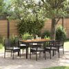 vidaXL Garten Essgruppe 7 pcs Schwarz Poly-Rattan