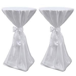 vidaXL 2 x Tischhusse Stehtischhusse wei&szlig; 60 cm