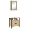 vidaXL Badezimmerm&ouml;bel-Set mit Regal mit T&uuml;r 2 pcs Braun Holzwerkstoff