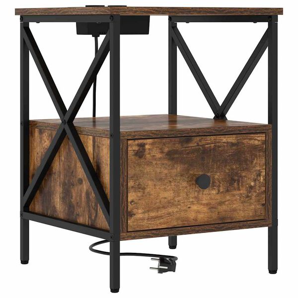 vidaXL Nachttisch Ger&auml;ucherte Eiche 41,5 x 40,5 x 55 cm Holzwerkstoff