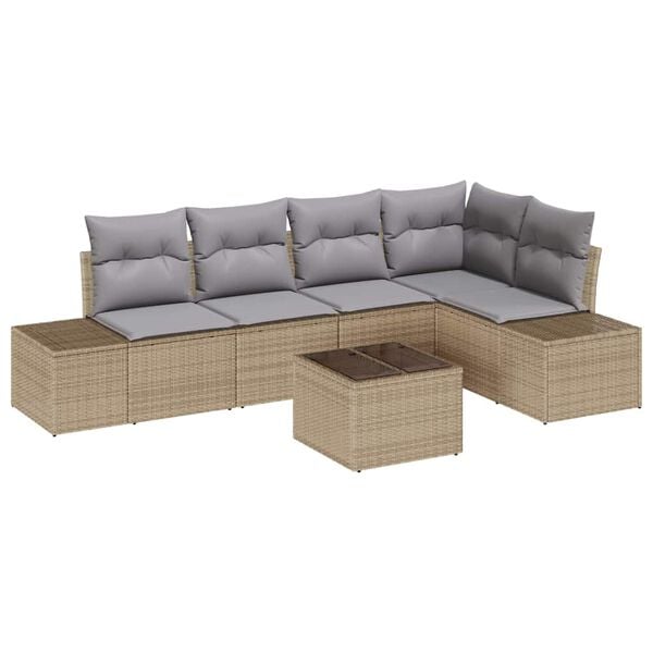 vidaXL Gartensofa-set 6 pcs Beige Poly-Rattan