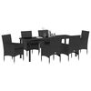 vidaXL Garten Essgruppe mit Kissen 7 pcs Schwarz Poly-Rattan