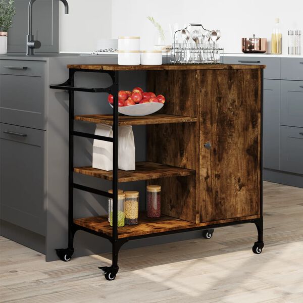 vidaXL Küchenwagen Räuchereiche 87,5x38,5x84,5 cm Holzwerkstoff