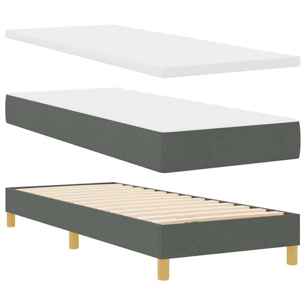 vidaXL Boxspringbett mit Matratze Dunkelgrau 80 x 200 cm Stoff