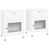 vidaXL Nachttische 2 Stk. Wei&szlig; 40x30x54,5 cm Stahl und Glas
