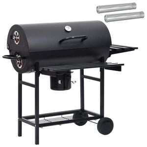vidaXL Fassgrill mit R&auml;dern und Regalen 3 stk. 115 x 85 x 95 cm Metall