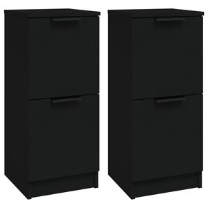 vidaXL Sideboards 2 Stk. Schwarz 30x30x70 cm Holzwerkstoff