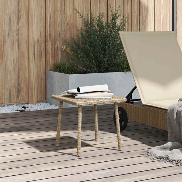 vidaXL Garten-Couchtisch Rechteckig Beige 40x40x37 cm Poly Rattan