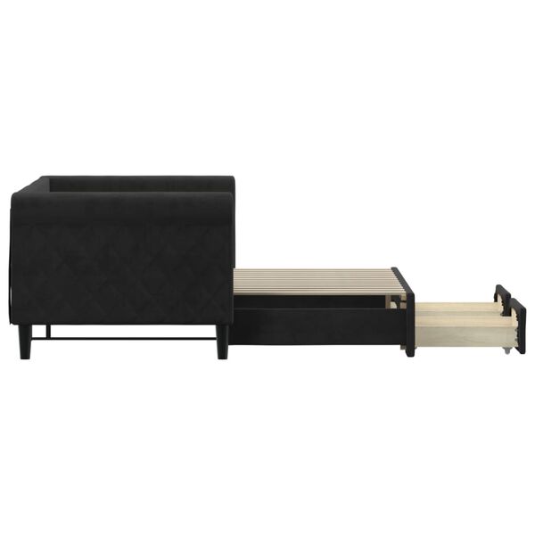 vidaXL Tagesbett Ausziehbar mit Schubladen Schwarz 80x200 cm Samt