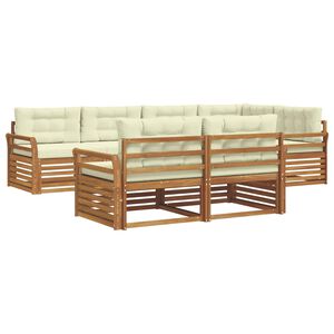 vidaXL Outdoor-Sofagarnitur mit Kissen 7 pcs Natur und Creme