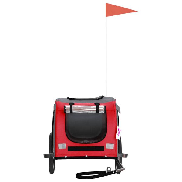 vidaXL Fahrradanh&auml;nger Hunde Rot und Grau Oxford-Gewebe und Eisen