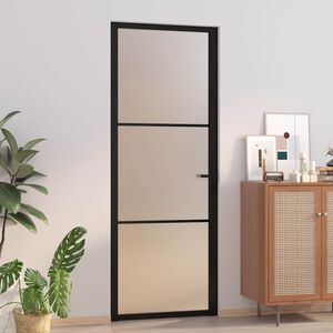 vidaXL Innent&uuml;r 76x201,5 cm Schwarz Mattglas und Aluminium