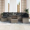 vidaXL Garten-Sofa-Set mit Kissen mit Speicher 9 pcs Grau Poly Rattan