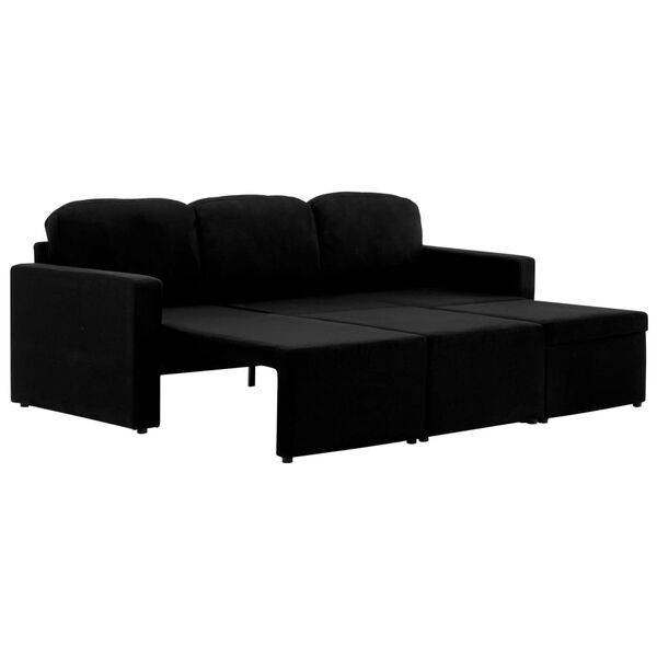 vidaXL Modulares 3-Sitzer-Schlafsofa Schwarz Stoff