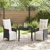 vidaXL Garten Essgruppe mit Kissen 3 pcs Schwarz Poly-Rattan