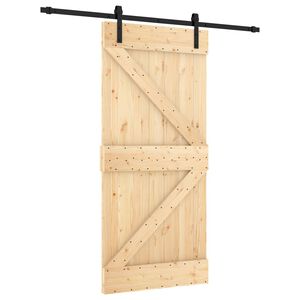 vidaXL Schiebet&uuml;r Nat&uuml;rlich und Schwarz 95 x 210 cm Massivkiefer