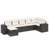 vidaXL 7-tlg. Garten-Sofagarnitur mit Kissen Schwarz Poly Rattan