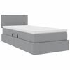 vidaXL Bett mit Stauraum und LED mit LED Hellgrau 90 x 190 cm Stoff