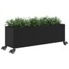 vidaXL Hochbeet mit Rollen & 3 F&auml;chern Schwarz 107x32x38cm Poly Rattan