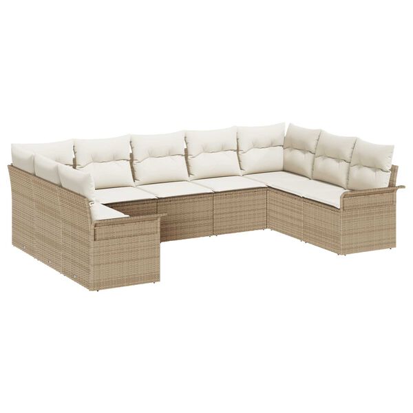 vidaXL Gartensofa-set mit Kissen Beige Poly-Rattan