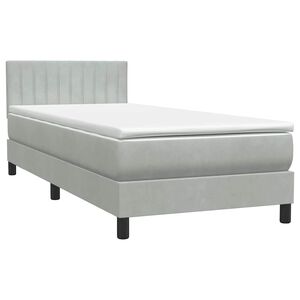 vidaXL Boxspringbett mit Matratze Hellgrau 80x210 cm Samt