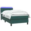 vidaXL Boxspringbett mit Matratze & LED Dunkelgr&uuml;n 90x210 cm Samt