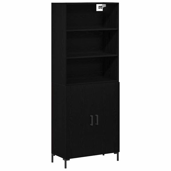 vidaXL Highboard Schwarz Eichen-Optik 69,5 x 34 x 180 cm Holzwerkstoff