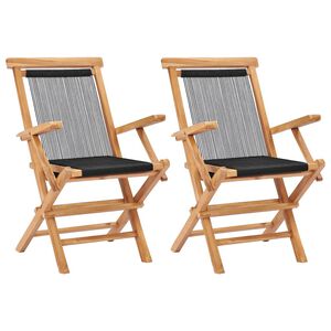 vidaXL Klappst&uuml;hle, 2 St&uuml;ck, aus massivem Teakholz und Seil