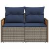 vidaXL Gartensofa mit Kissen 2-Sitzer Grau Poly Rattan