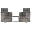 vidaXL 3-tlg. Garten-Lounge-Set mit Kissen Poly Rattan Grau