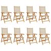 vidaXL Gartenstuhl Verstellbar 8 Stk. Beige Poly Rattan Massivholz