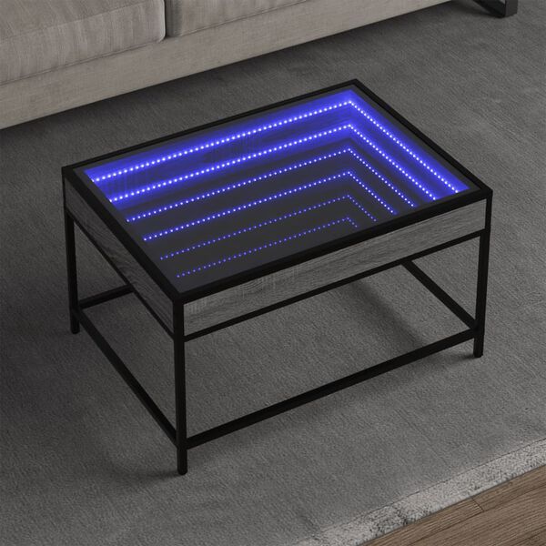 vidaXL Couchtisch mit Infinity-LED Grau Sonoma 70x50x41 cm